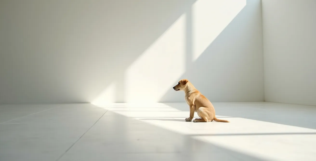 Young dog in contemplative state during adolescent brain development phase