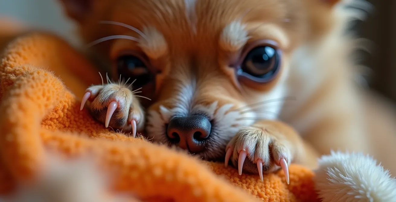 Extreme close-up of Chihuahua fur against fleece material showing warmth retention