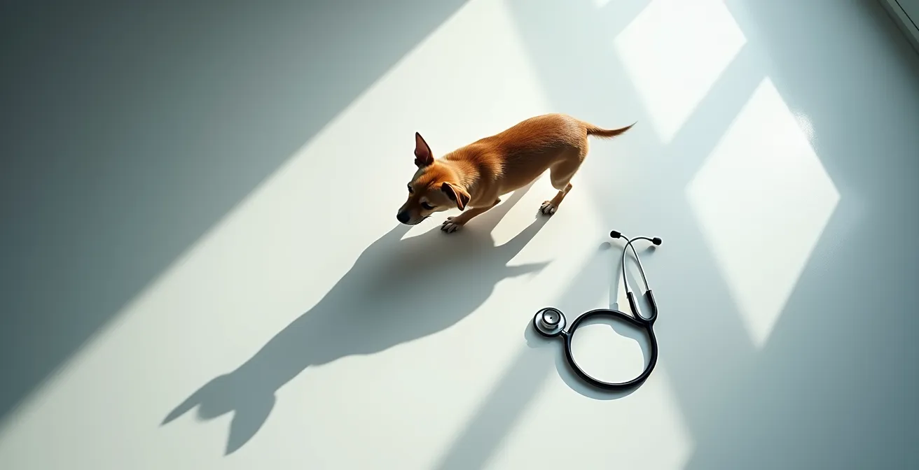 A dog showing signs of weakness and distress, symbolizing an Addisonian crisis emergency.