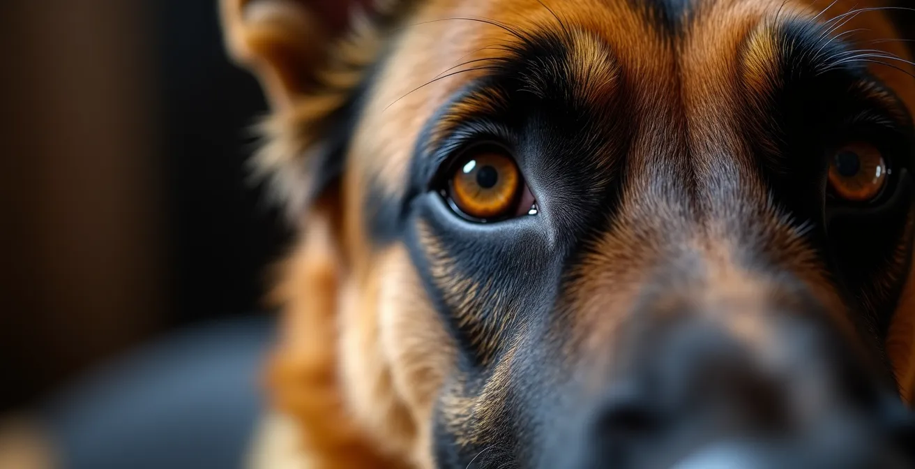 German Shepherd showing signs of mental fatigue after intensive training session